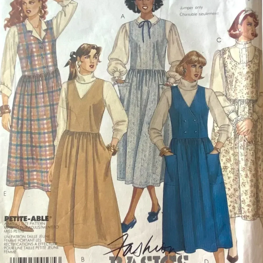 Vtg Jumper Pattern Miss 12 McCalls 3238 Small Cut Back Pocket Variations Boho